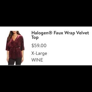 Velvet faux wrap top